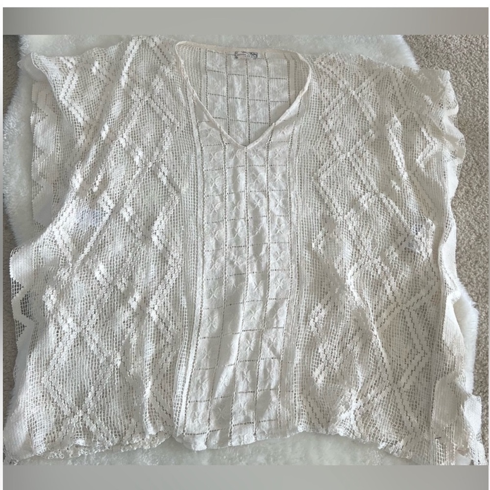 Last✨Free People Cream Lace Coverup Top